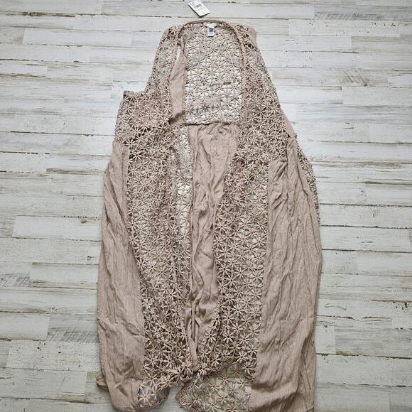 NEW Cato J/M Sportswear Floral Lace Crochet Tropic Tango Cardigan Cover Up LG - Picture 1 of 5